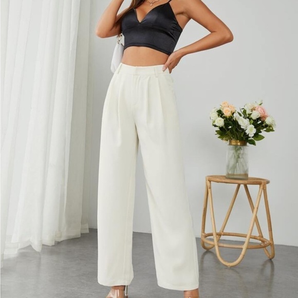 Cream wideleg women’s dress pants , off-white slacks, mid rise, sz 6, NWOT - Picture 7 of 9